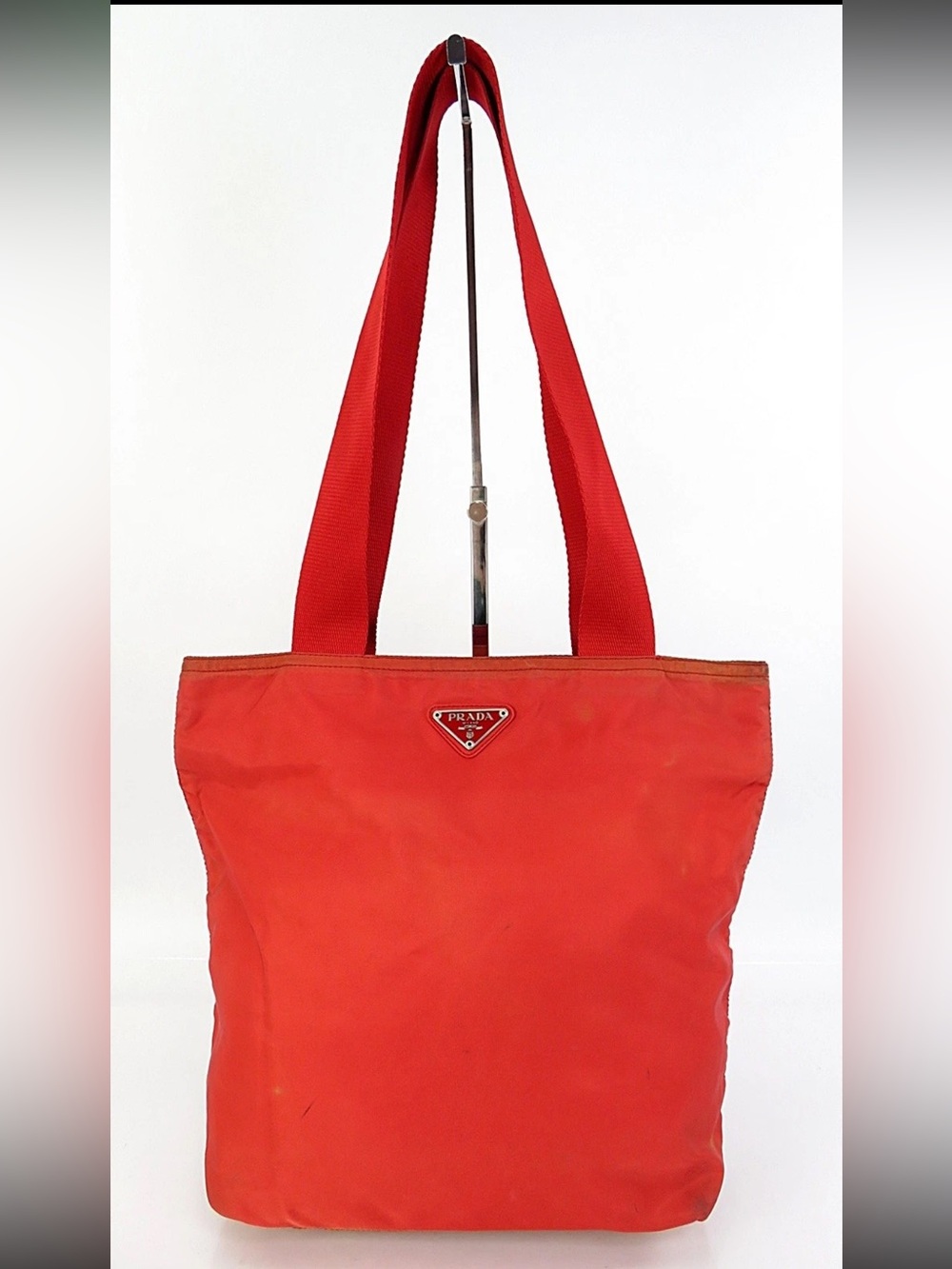 Prada Orange-Red Nylon Tote Bag